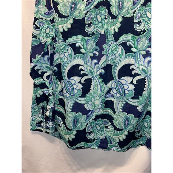 Talbots Women's Petite Small Button Up Blouse Baroque Floral Quiet Luxury Cotton - Picture 12 of 13